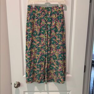 LOFT Floral Button Front Midi Skirt